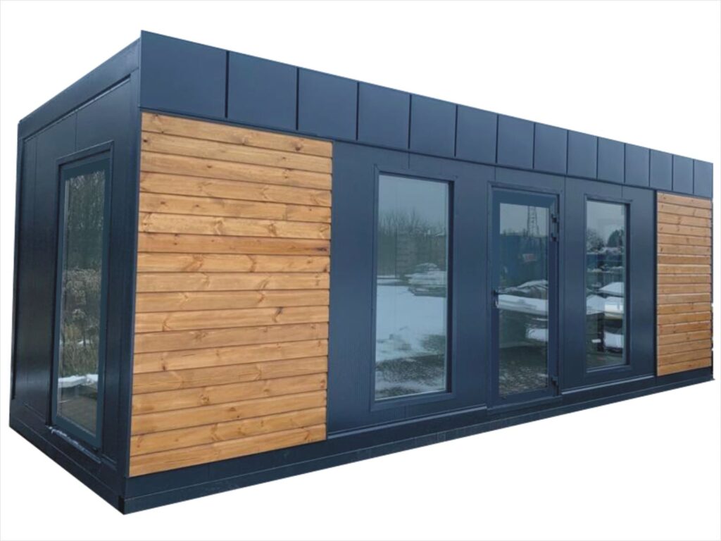 Modernes Gartenhaus Flachdach kaufen Design Büro Homeoffice zum Wohnen winterfest isoliert mit Heizung WC Bad Glas 4 x 3 m 5 x 3 m 6 x 3 m 7 x 3 m 8 x 3 m 9 x 3 m 12 x 3 m neu