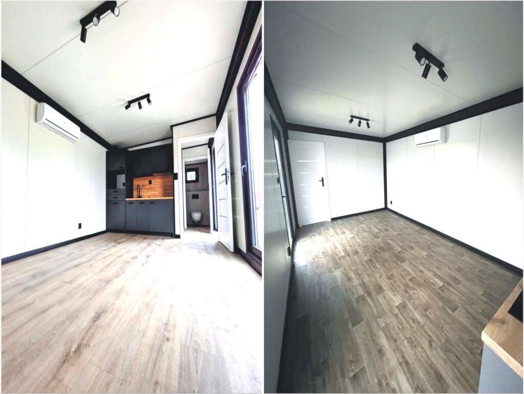 Tiny House innen ganzjährig bewohnbar kaufen Preis mit Küche & Bad Büro Container modern winterfest schlüsselfertig Minihaus Garten Kosten Tinyhaus Preise in der Nähe neu
