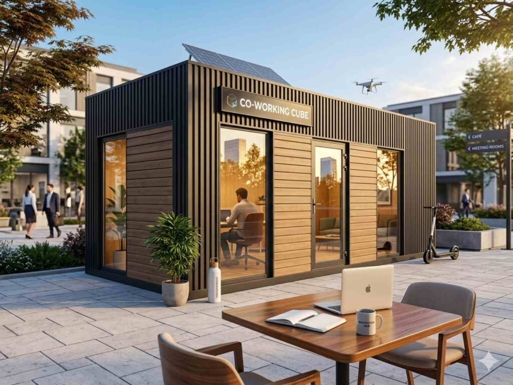 Bürocontainer kaufen mit WC und Küche Kosten Container Büro Preis schlüsselfertig Containerbüro Tiny Home Office Gartenbüro 10 16 20 40 Fuß Maßanfertigung neu premium