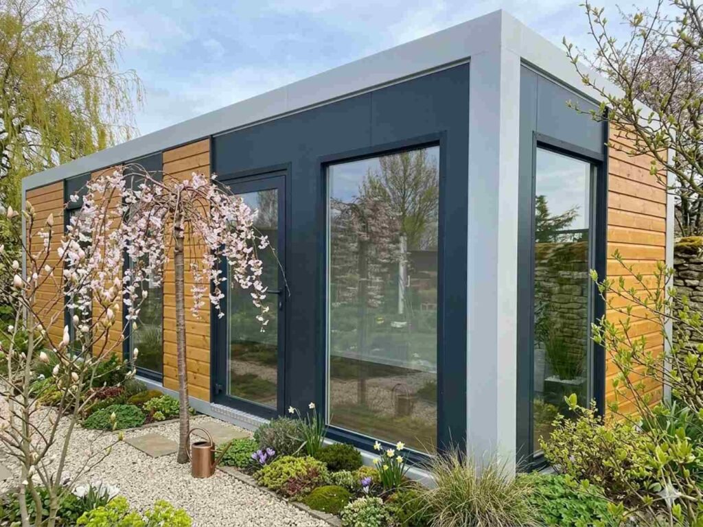 Tiny House kaufen Preise ganzjährig bewohnbar mit Küche & Bad Büro Design modern winterfest schlüsselfertig Minihaus Kosten Tinyhaus Preis in der Nähe Flachdach Gästehaus Ideen